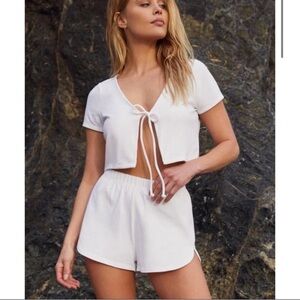 Pac Sun White Terry Top & shorts